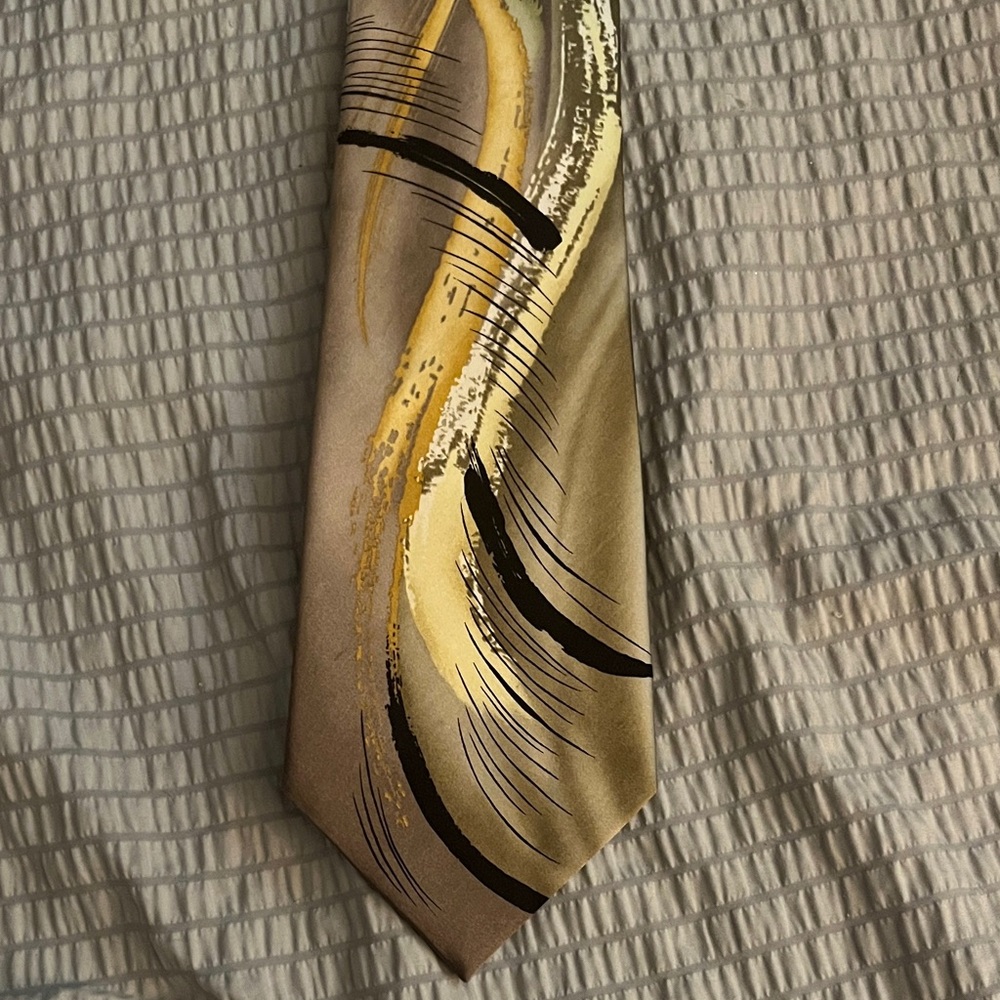 J Garcia 100% Silk Tie – Abstract Art Brushstroke Design